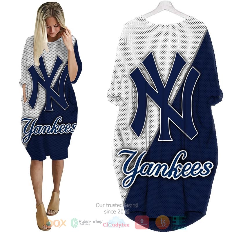 New_York_Yankees_MLB_white_blue_dot_pattern_Pocket_Dress