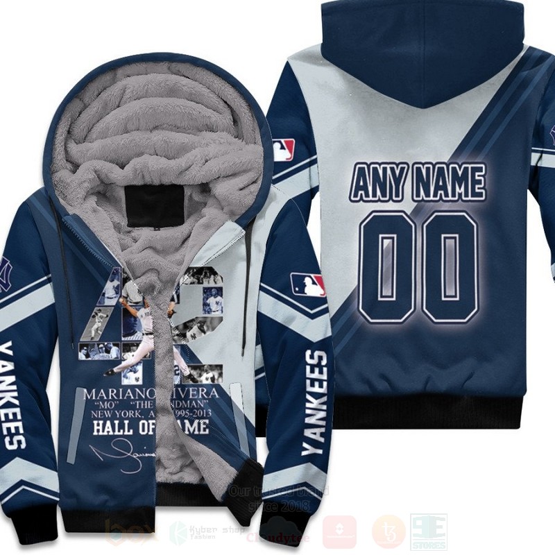 New_York_Yankees_Mariano_Rivera_Sandman_42_Hall_Of_Fame_Signed_Personalized_3D_Fleece_Hoodie