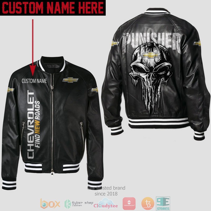 Personalized_Chevrolet_Punisher_Skull_Leather_Bomber_Jacket