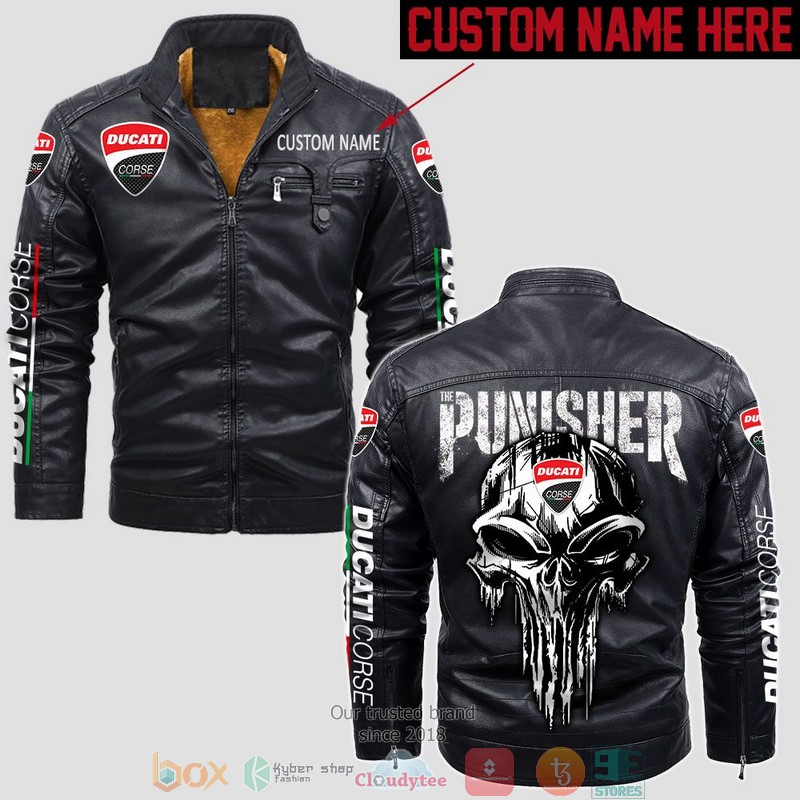 Personalized_Ducati_Punisher_Skull_Fleece_Leather_Jacket