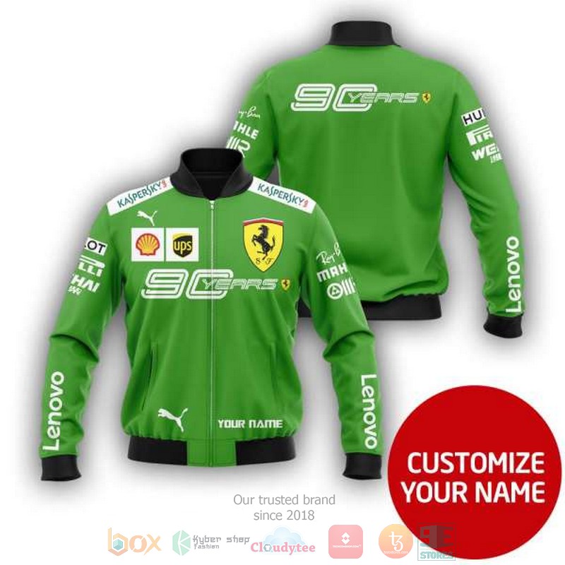 Personalized_Ferrari_90_Years_Ups_green_custom_bomber_jacket