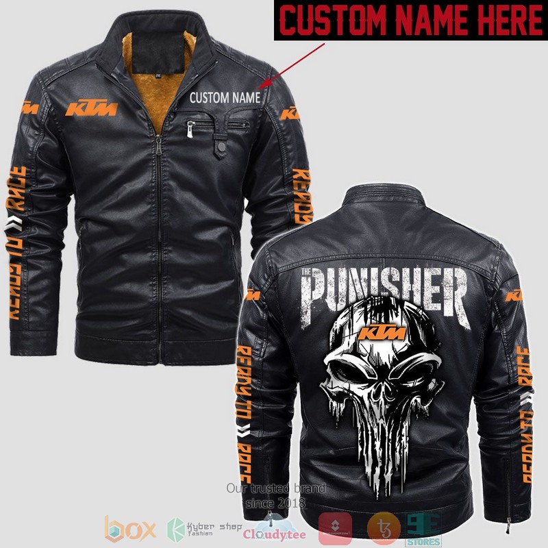 Personalized_KTM_race_Punisher_Skull_Fleece_Leather_Jacket_1