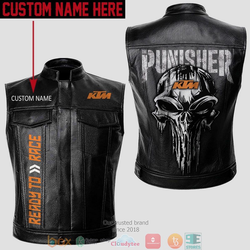 Personalized_KTM_race_Punisher_Skull_Vest_Leather_Jacket