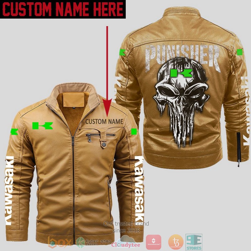 Personalized_Kawasaki_Punisher_Skull_Fleece_Leather_Jacket_1