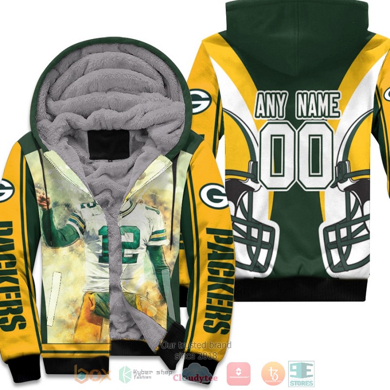 Personalized_NFL_Green_Bay_Packers_Aaron_Rodgers_Yellow_custom_fleece_hoodie
