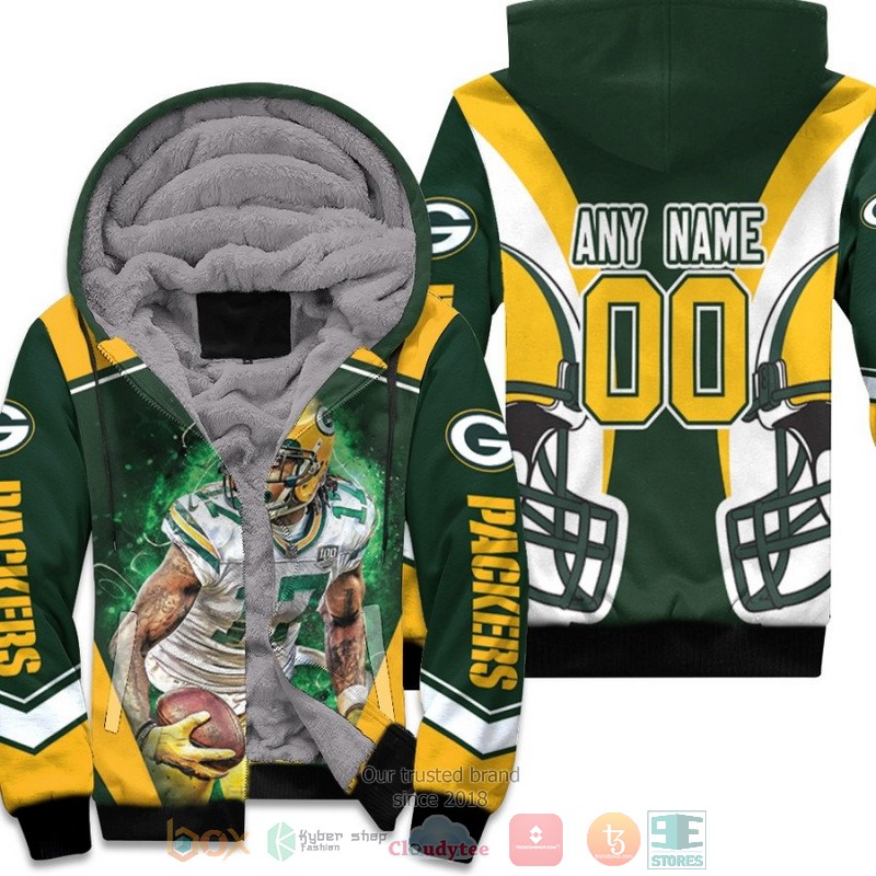 Personalized_NFL_Green_Bay_Packers_Davante_Adams_Green_custom_fleece_hoodie