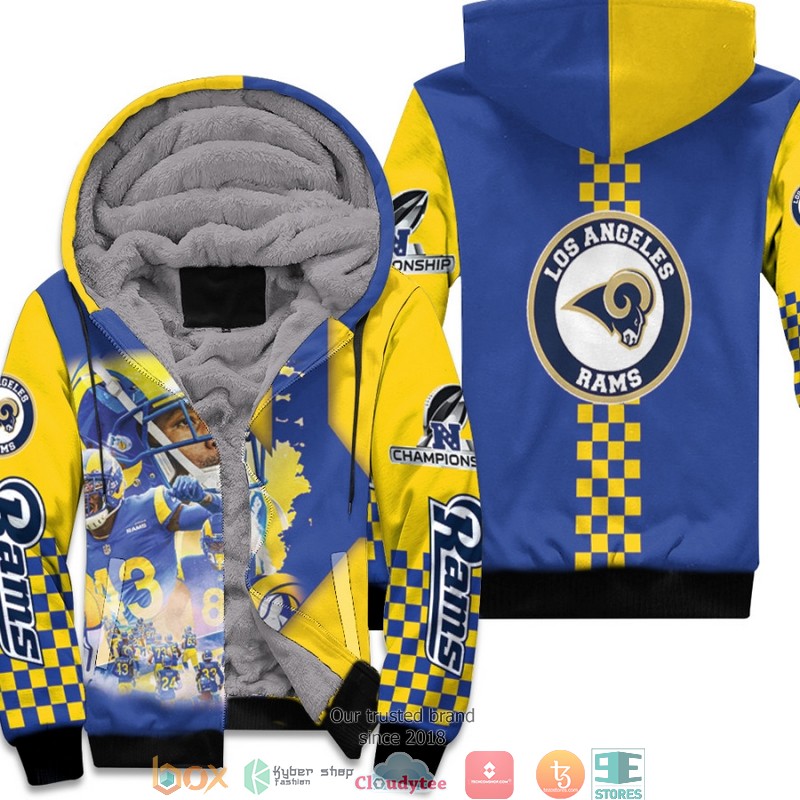 Personalized_NFL_Los_Angeles_Rams_Team_Great_Players_NFC_Championship_2022_Blue_3D_Fleece_Hoodie