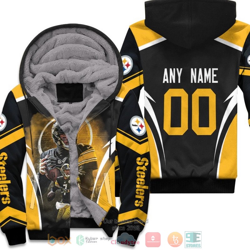 Personalized_NFL_Pittsburgh_Steelers_Ben_Roethlisberger_Black_custom_fleece_hoodie