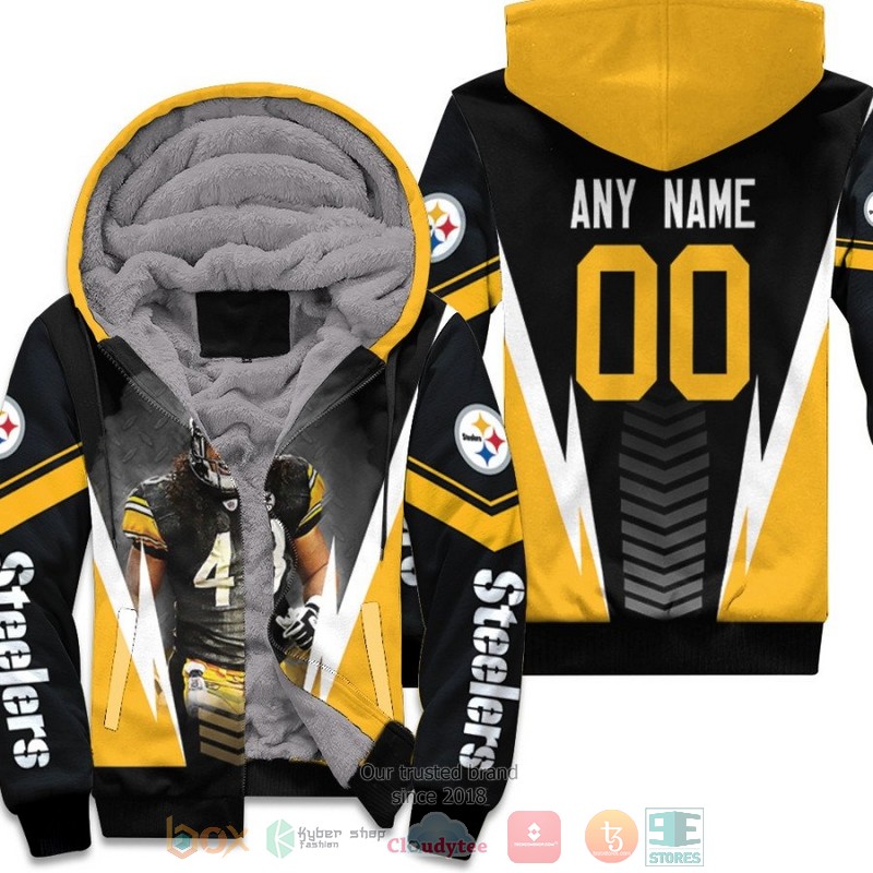Personalized_NFL_Pittsburgh_Steelers_Troy_Polamalu_Black_custom_fleece_hoodie