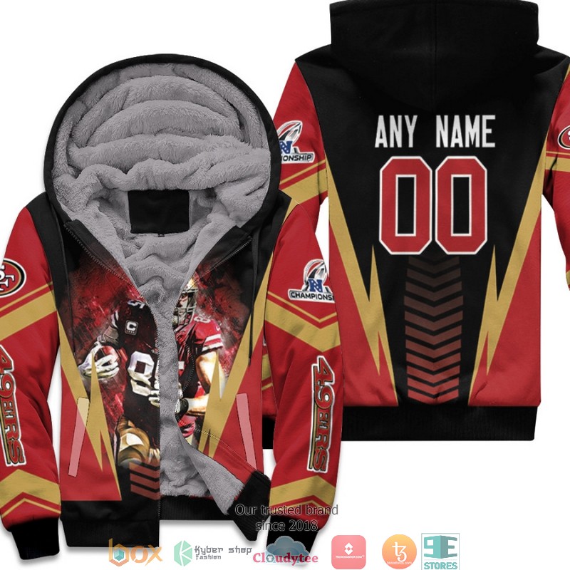 Personalized_NFL_San_Francisco_49ers_George_Kittle_NFC_Championship_2022_Red_3d_Fleece_Hoodie