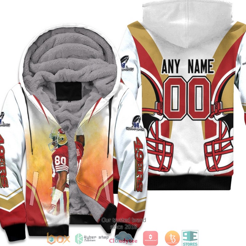Personalized_NFL_San_Francisco_49ers_Jerry_Rice_Team_NFC_Championship_White_3d_Fleece_Hoodie