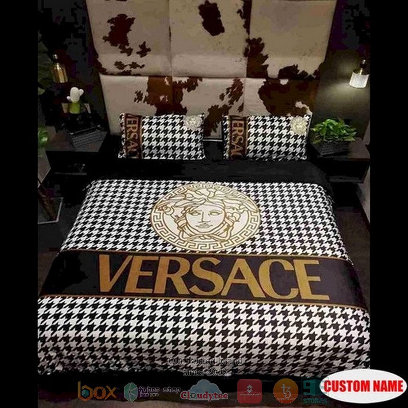 Personalized_Versace_Luxury_brand_custom_white_brown_Bedding_Set