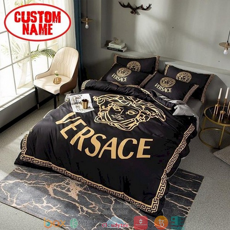 Personalized_Versace_Yellow_pattern_black_Duvet_cover_bedding_set