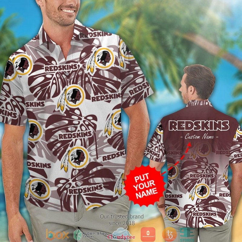 Personalized_Washington_Redskins_Monstera_deliciosa_Hawaiian_shirt_short_1
