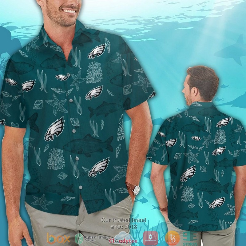 Philadelphia_Eagles_Fish_ocean_pattern_Hawaiian_Shirt_short_1