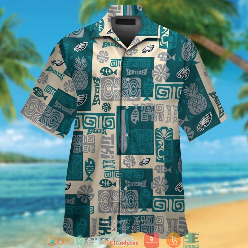 Philadelphia_Eagles_Fish_pineapple_pattern_Hawaiian_Shirt_short