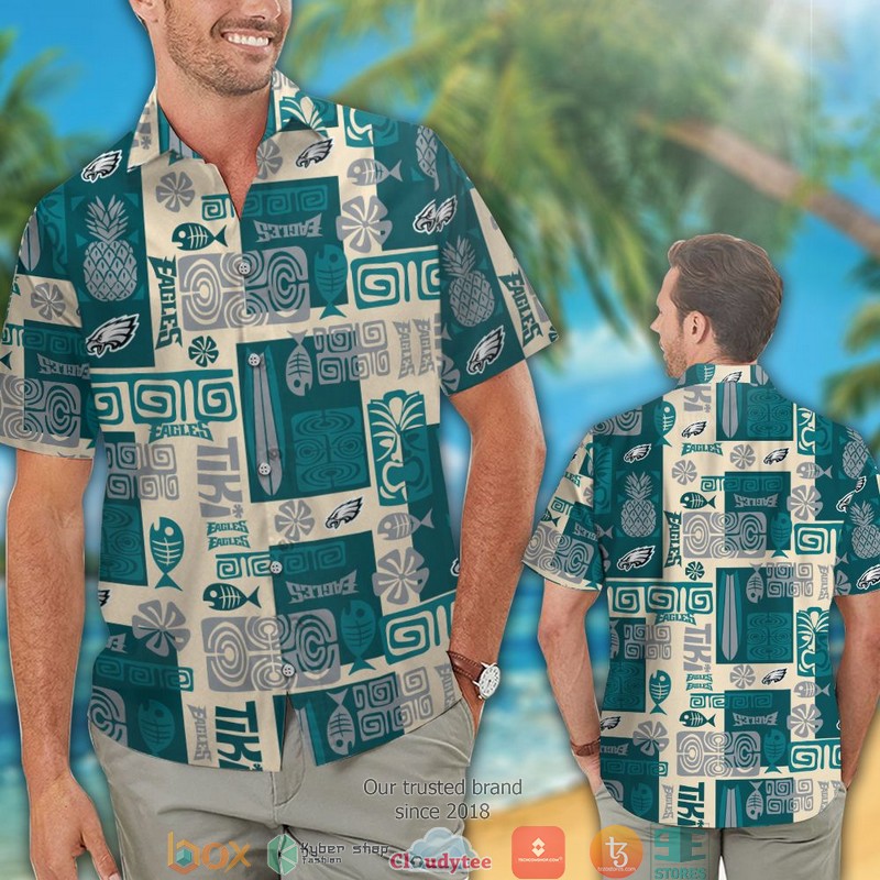 Philadelphia_Eagles_Fish_pineapple_pattern_Hawaiian_Shirt_short_1