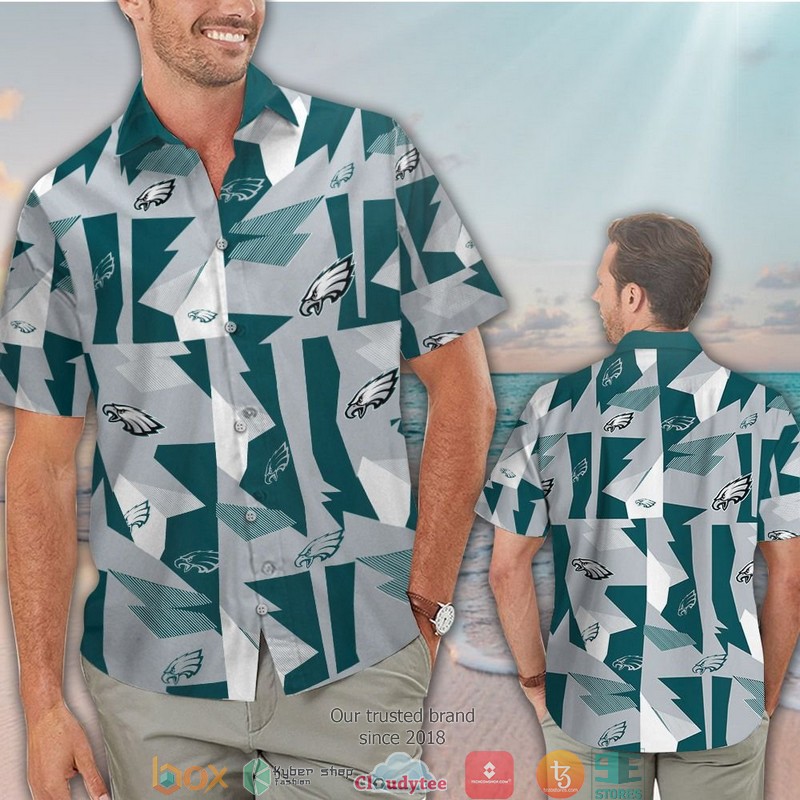 Philadelphia_Eagles_Green_Grey_Pattern_Hawaiian_Shirt_short_1