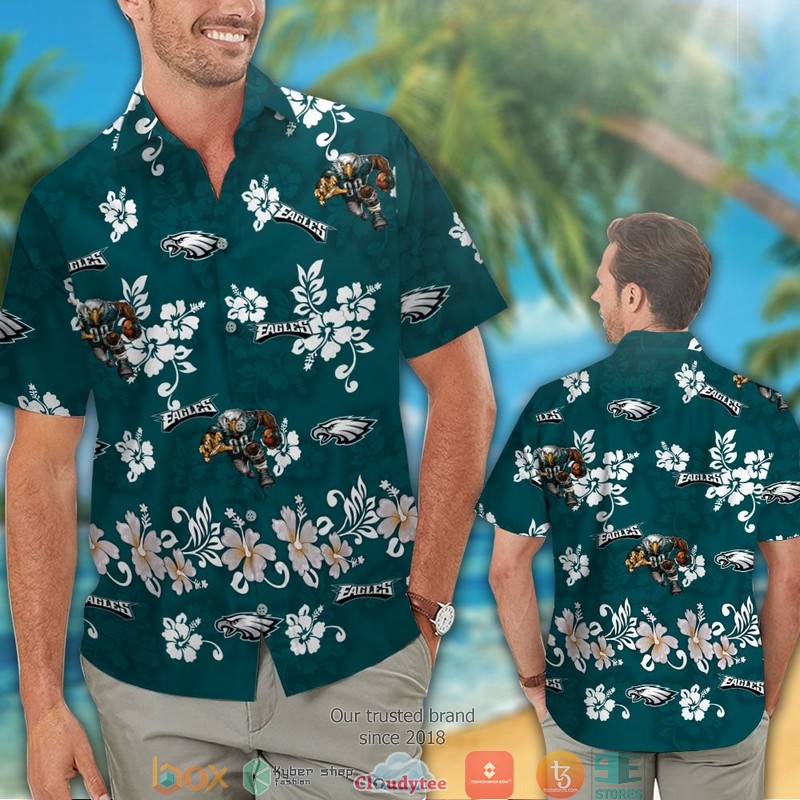 Philadelphia_Eagles_Hibiscus_pattern_Hawaiian_Shirt_short_1