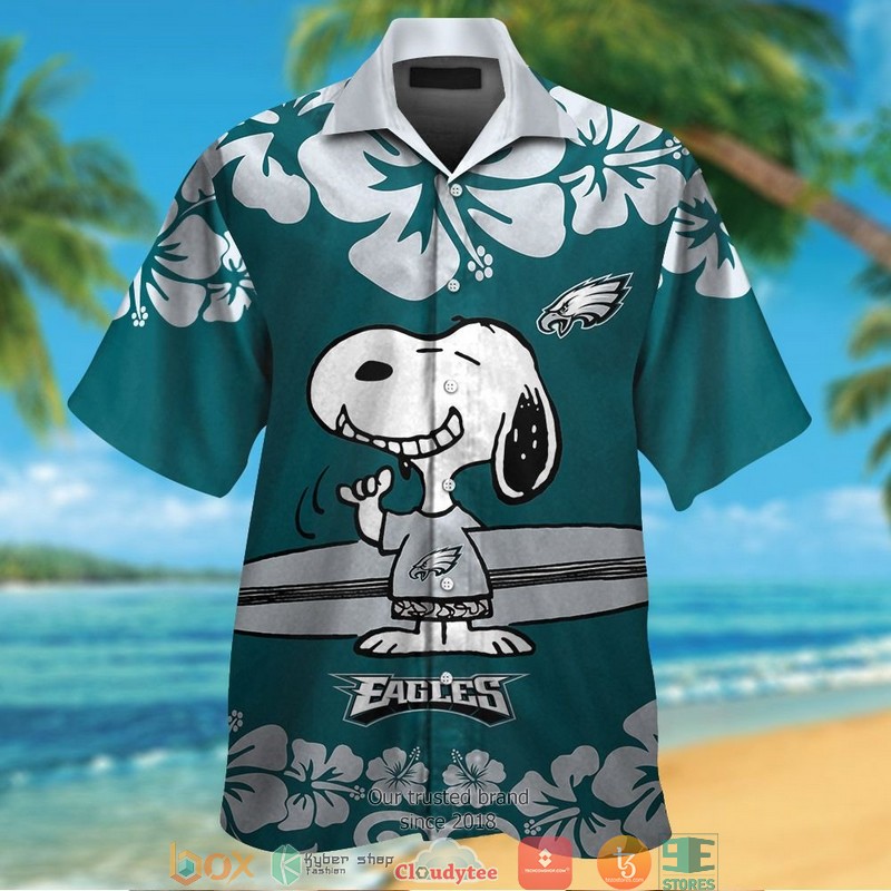 Philadelphia_Eagles_Snoopy_Hibiscus_Hawaiian_Shirt_short