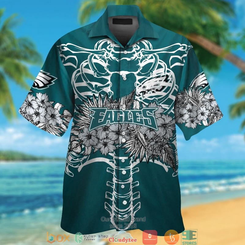 Philadelphia_Eagles_backbone_hibiscus_Hawaiian_Shirt_short