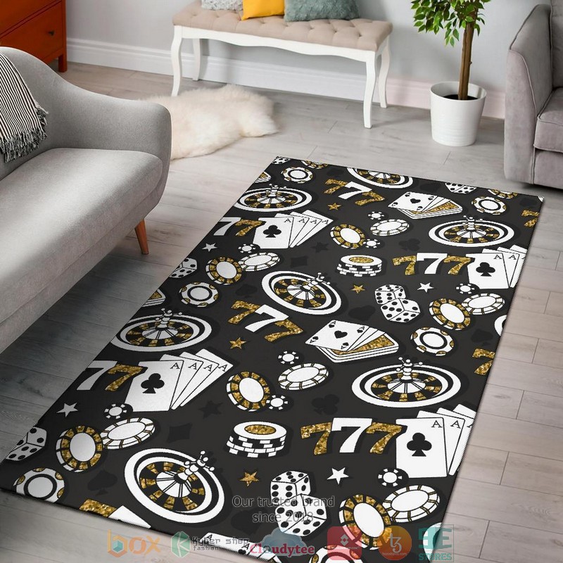 Poker_cards_777_Gold_black_Rug_Carpet