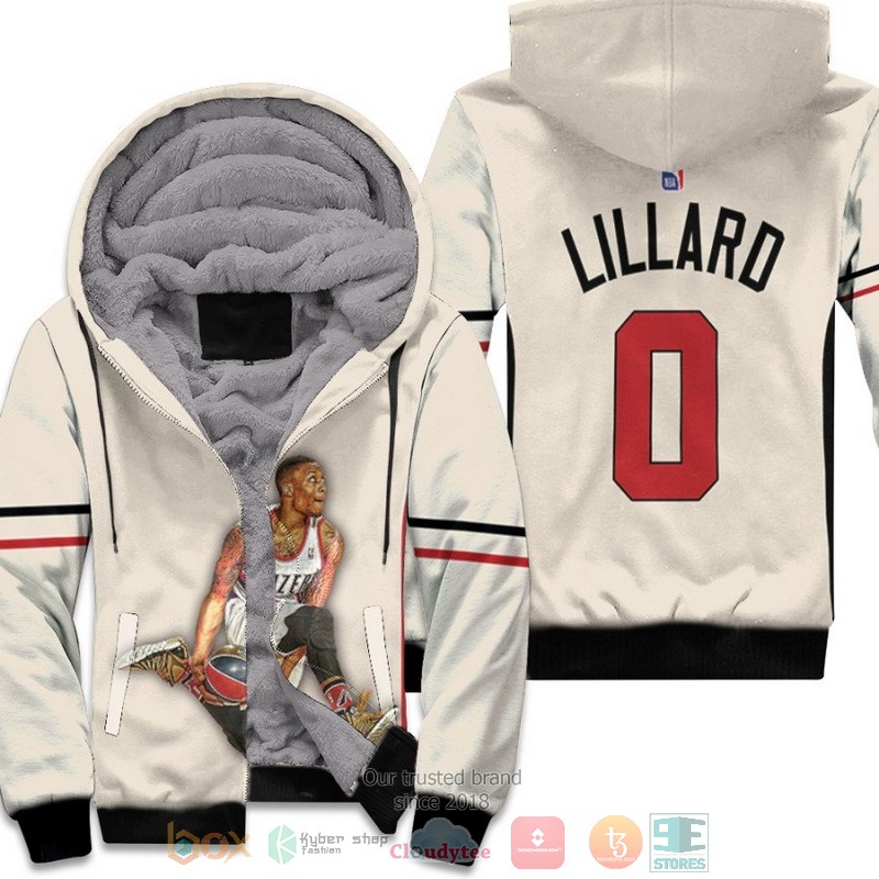 Portland_Trail_Blazers_Damian_Lillard_0_NBA_White_fleece_hoodie