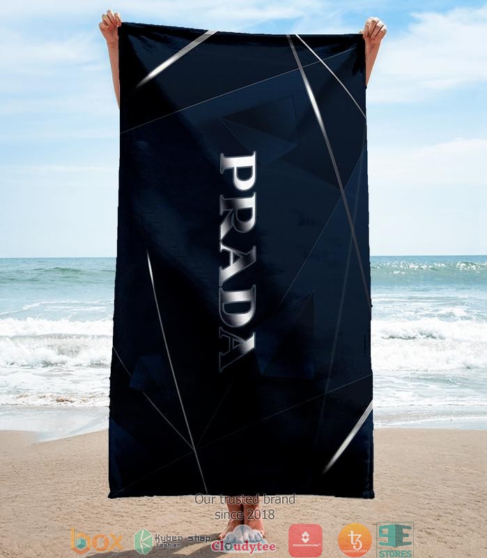 Prada_Navy_Silver_Beach_Towel