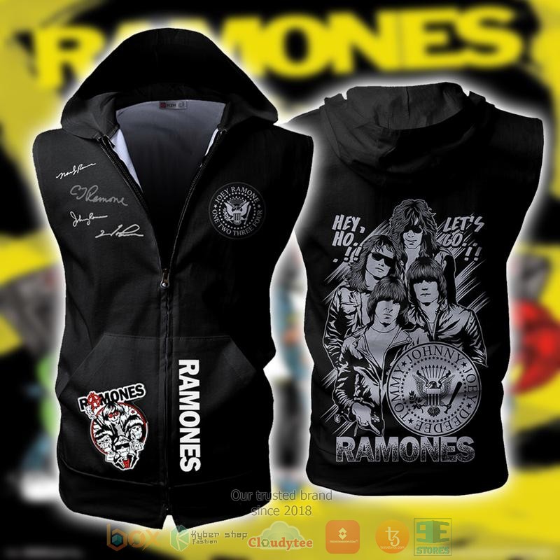 Ramones_Band_Sleeveless_zip_vest_leather_jacket