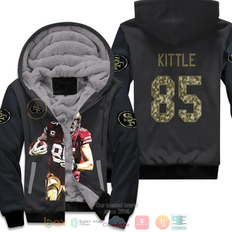 San_Francisco_49Ers_George_Kittle_85_NFL_Camo_Black_fleece_hoodie