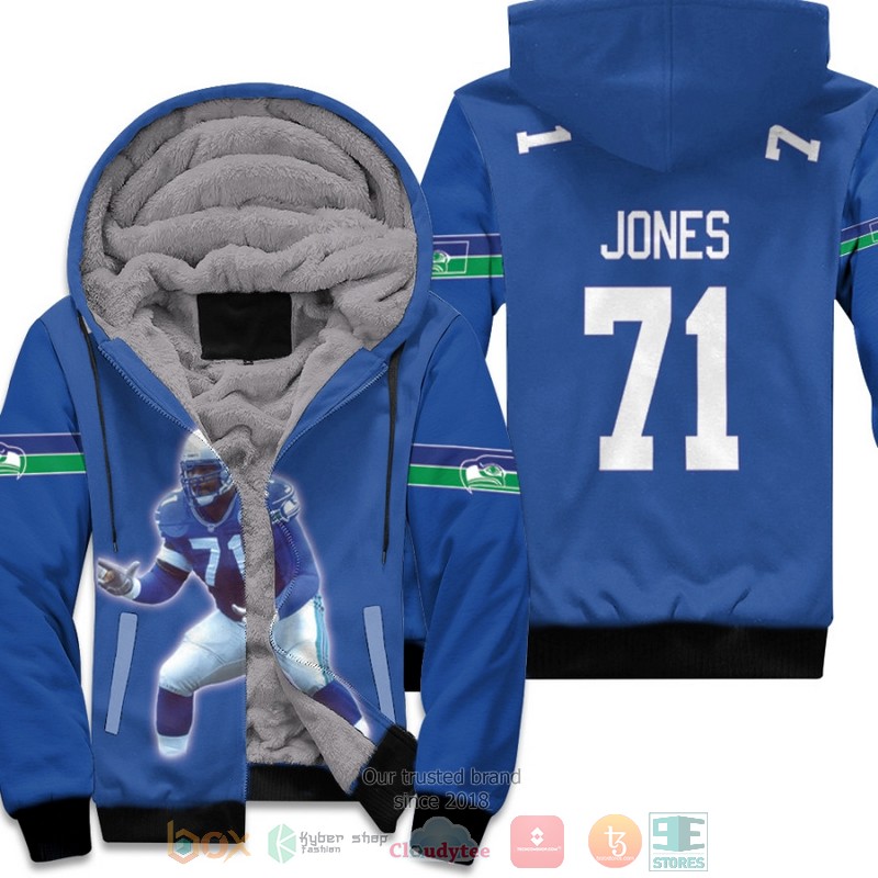 Seattle_Seahawks_Walter_Jones_71_NFL_Blue_fleece_hoodie