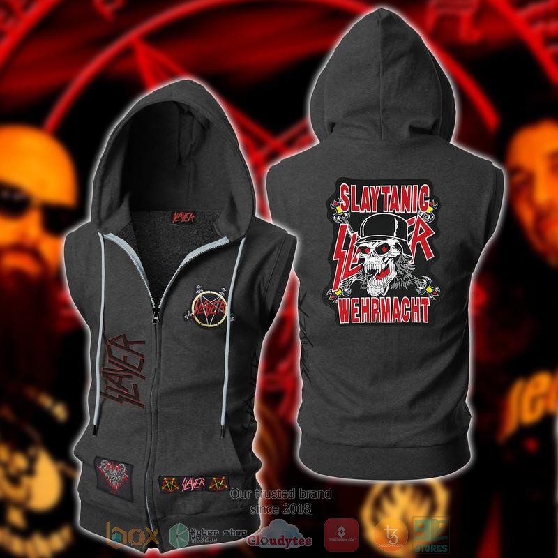 Slayer_Band_Slaytanic_Wehrmacht_dark_grey_Sleeveless_zip_vest_leather_jacket
