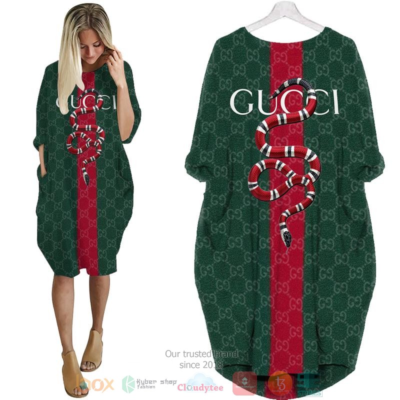 Snake_Gucci_brand_green_pattern_Pocket_Dress