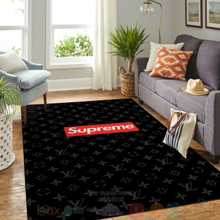 Supreme-Louis_Vuitton_Red_Logo_Black_Inspired_Rug