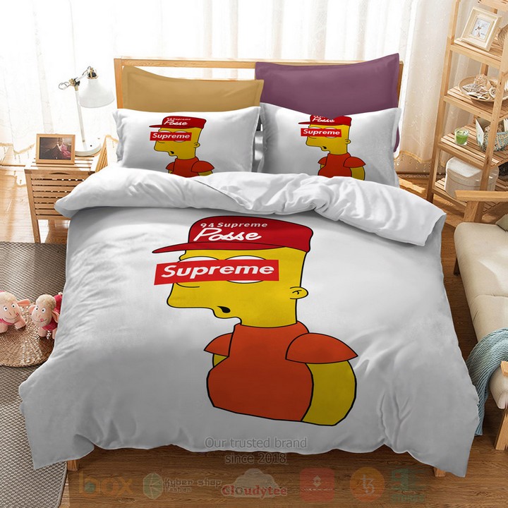 Supreme_Bart_Simpson_White-Red_Inspired_Bedding_Set