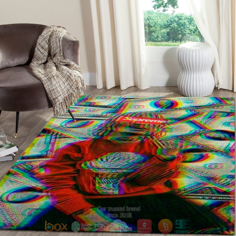 Supreme_brand_money_psychedelic_colors_Rug