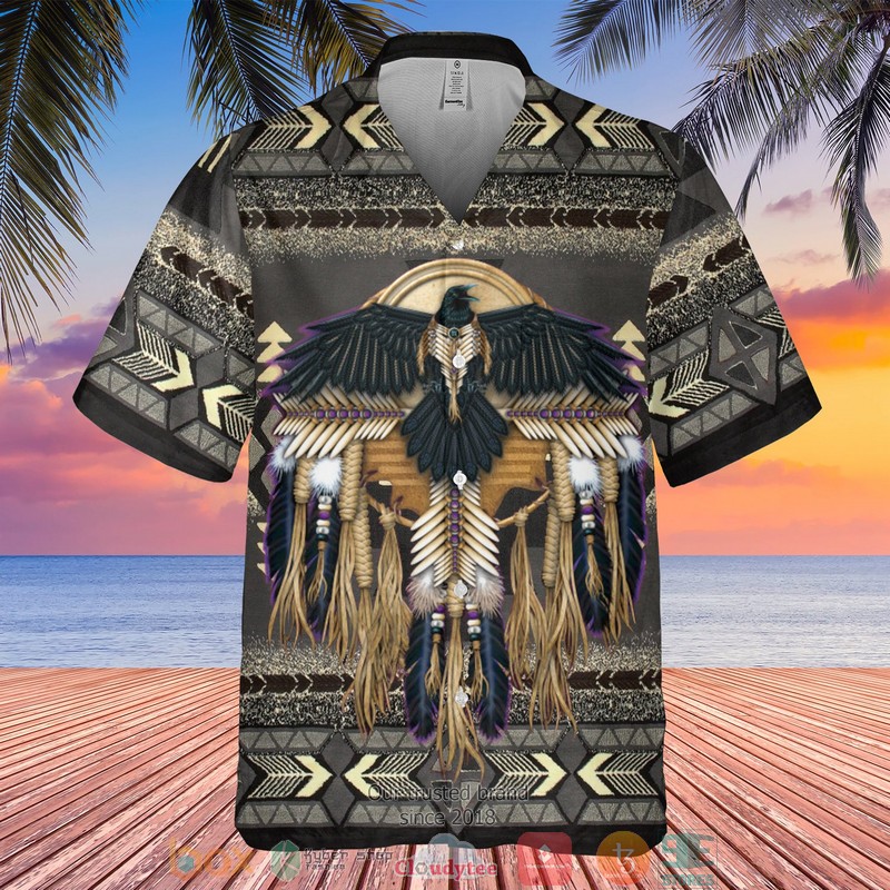 Thunderbird_Native_Pattern_black_Hawaiian_Shirt