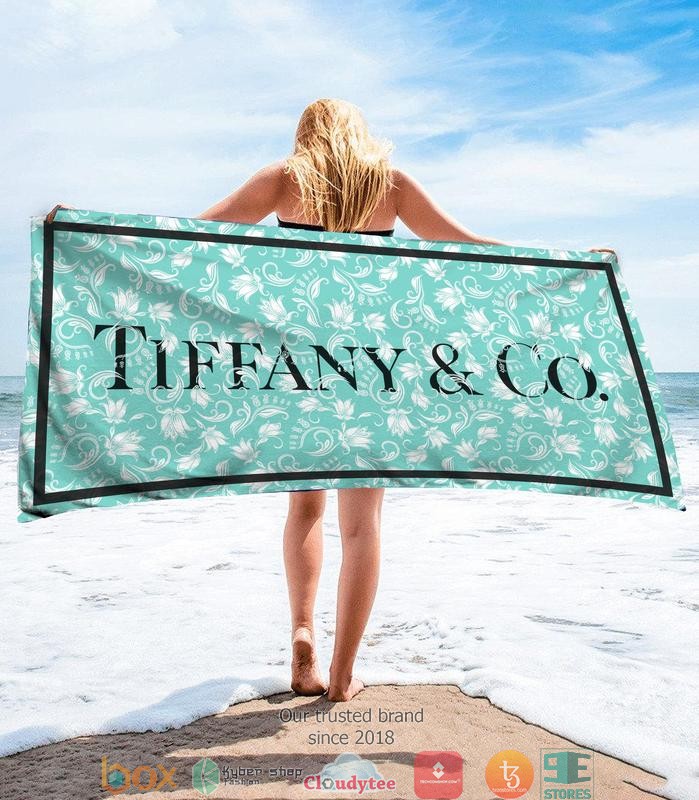 Tiffany_and_Co_sink_flower_pattern_Pastel_Blue_Beach_Towel
