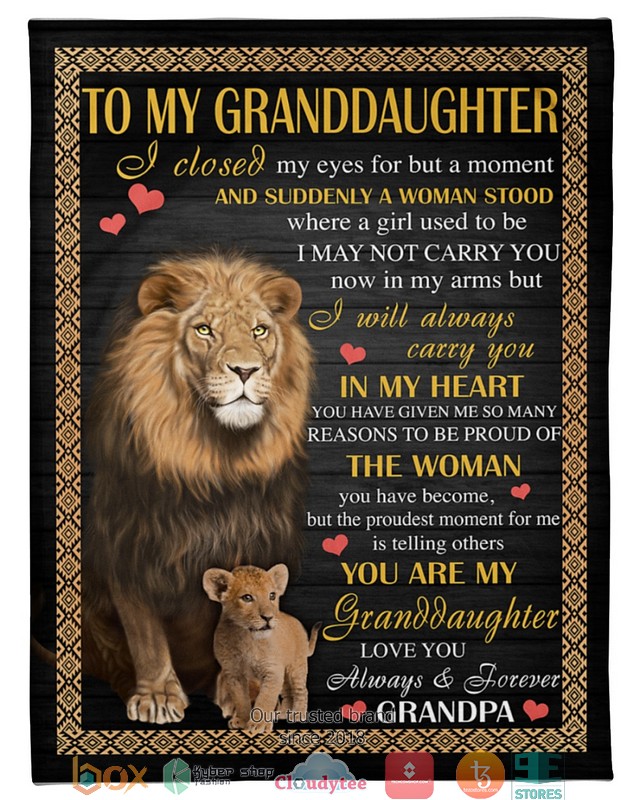To_My_granddaughter_in_my_heart_you_are_My_granddaughter_love_you_grandpa_Lion_blanket