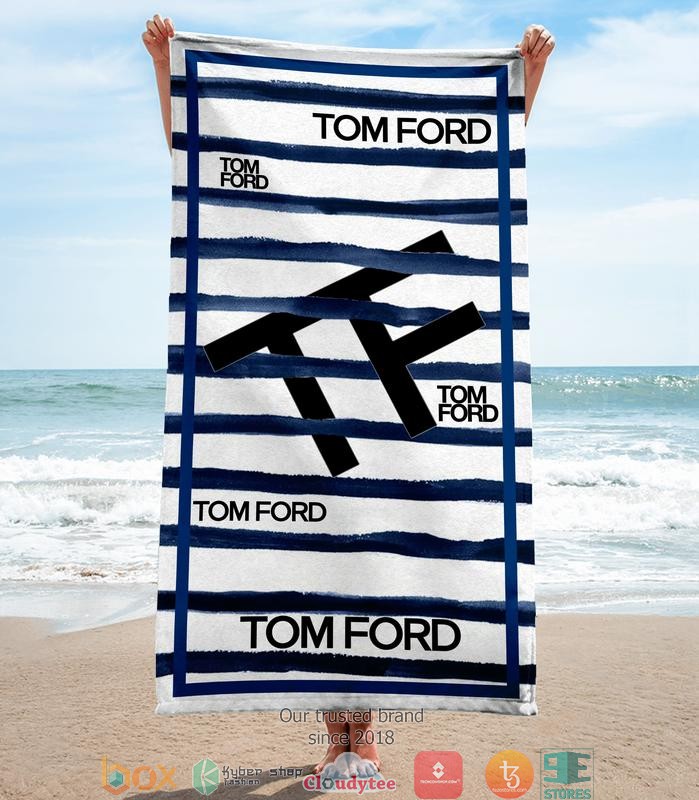 Tom_Ford_White_navy_line_Beach_Towel