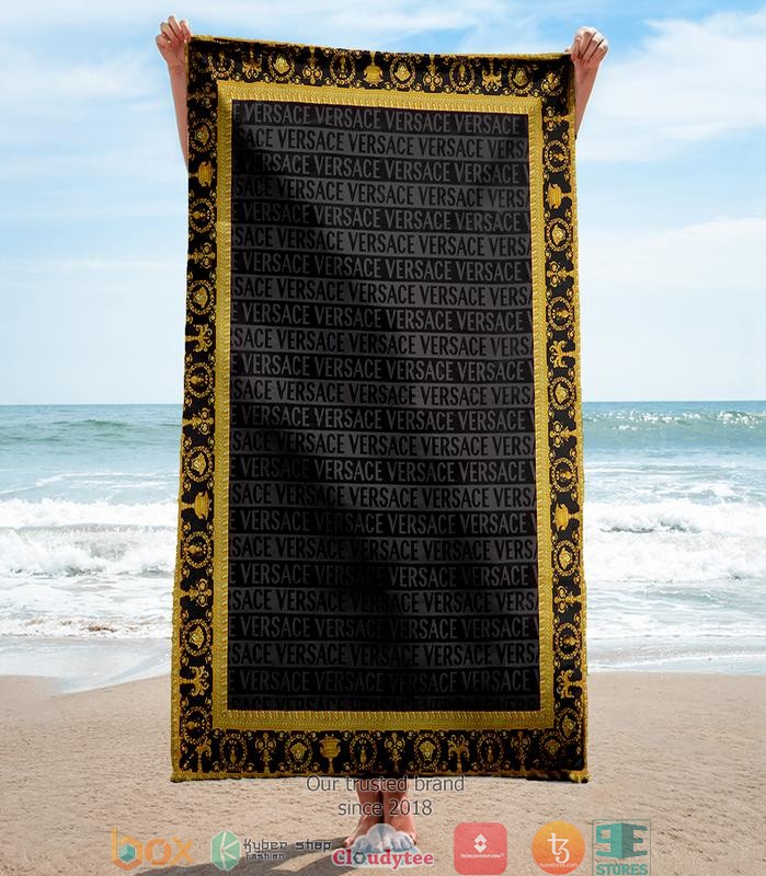 Versace_Black_Gold_Border_Beach_Towel