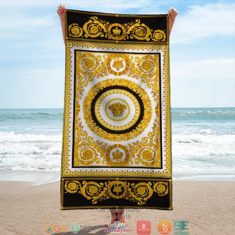 Versace_Black_Gold_circle_pattern_Beach_Towel_1