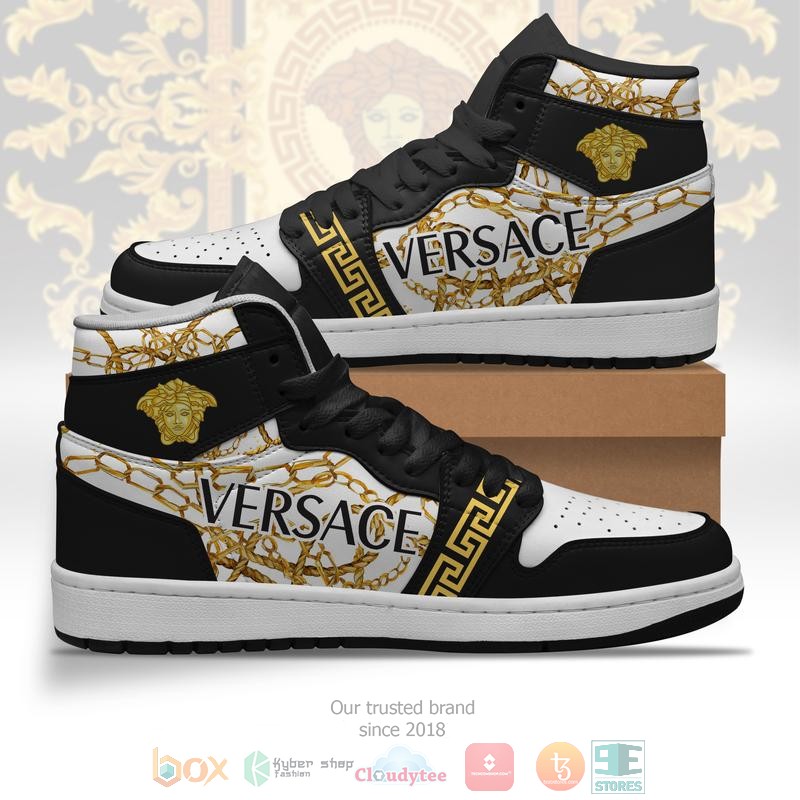 Versace_brand_black_white_air_jordan_1_high_shoes