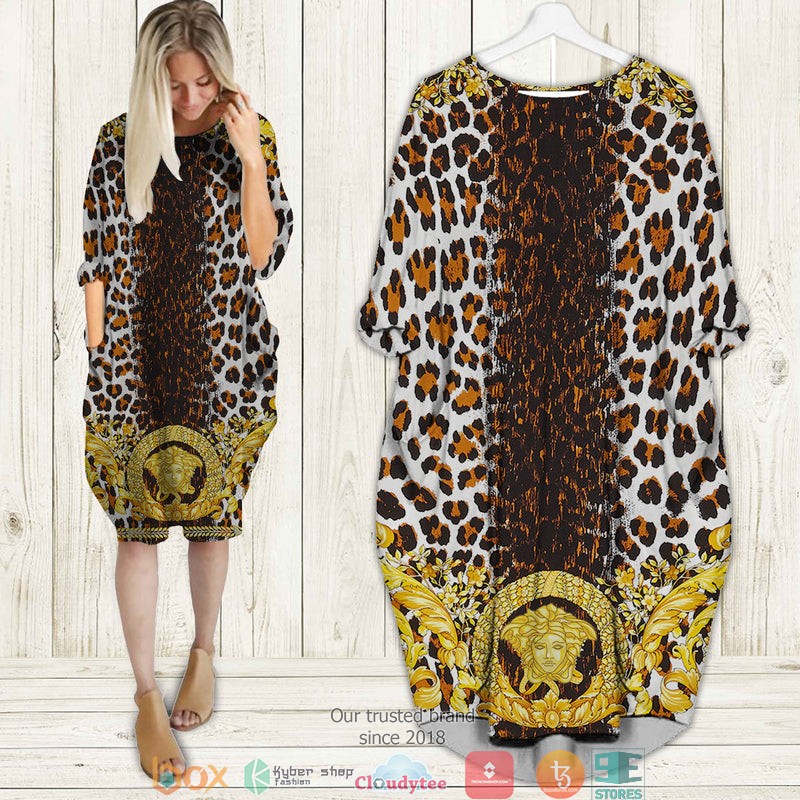 Versace_gold_logo_leopard_pattern_Batwing_Pocket_Dress