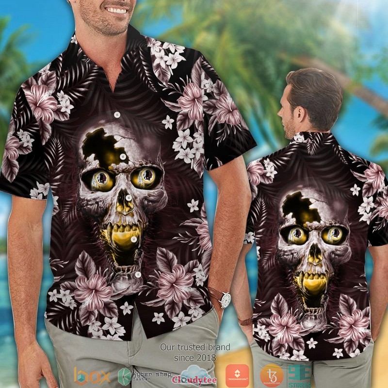 Washington_Redskins_3d_illusion_Skull_Hawaiian_Shirt_short_1