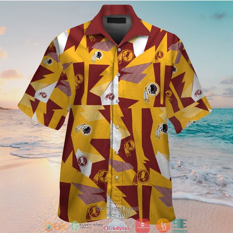 Washington_Redskins_Red_yellow_pattern_Hawaiian_Shirt_Short