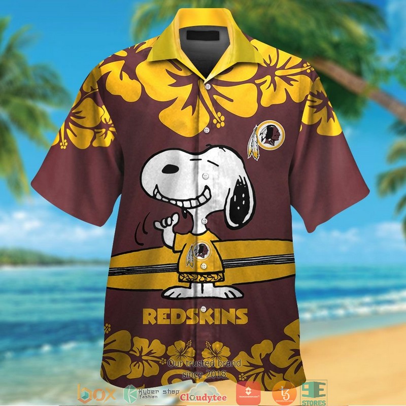 Washington_Redskins_Yellow_Hibiscus_Snoopy_Hawaiian_Shirt_Short