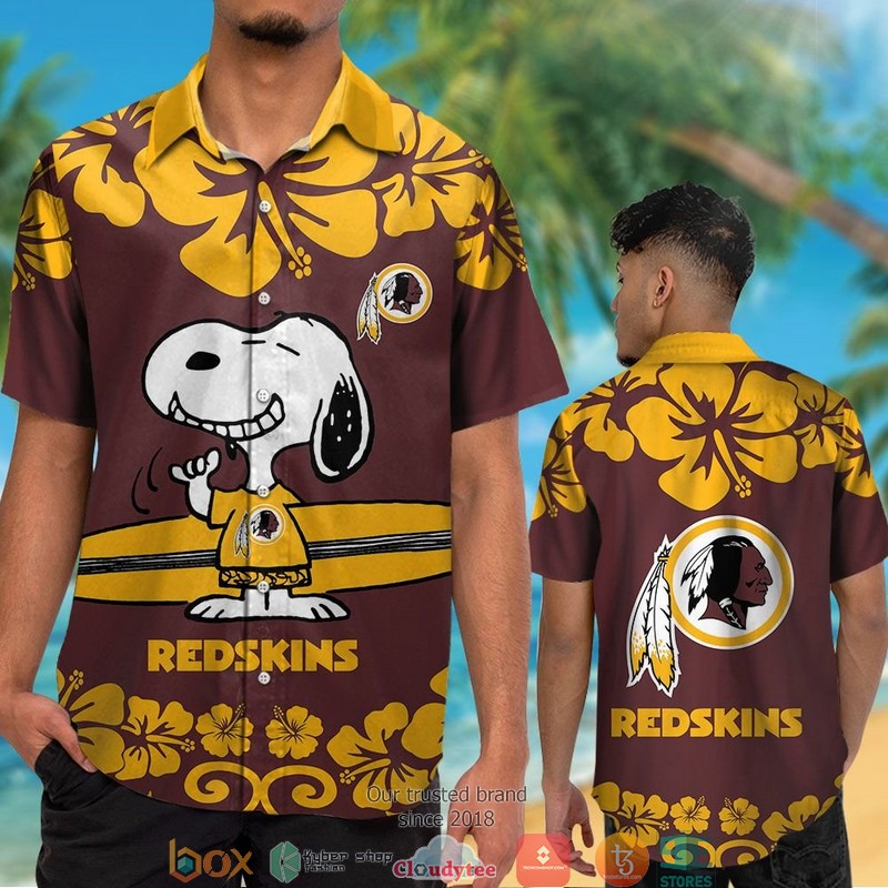 Washington_Redskins_Yellow_Hibiscus_Snoopy_Hawaiian_Shirt_Short_1