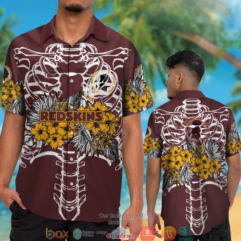 Washington_Redskins_backbone_hibiscus_Hawaiian_Shirt_short_1