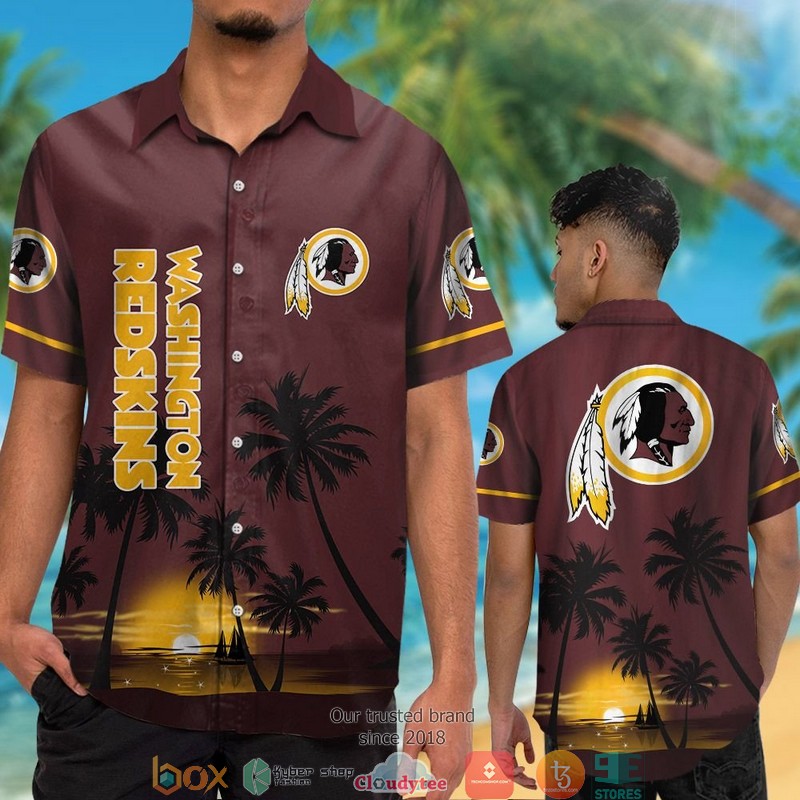 Washington_Redskins_coconut_island_night_moon_Hawaiian_Shirt_short_1